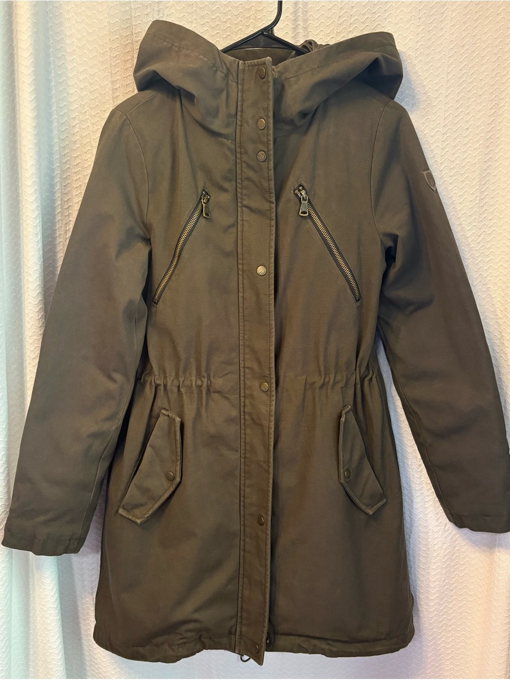 Vince Camuto Dark Olive Green Hooded Anorak Parka Jacket size XL